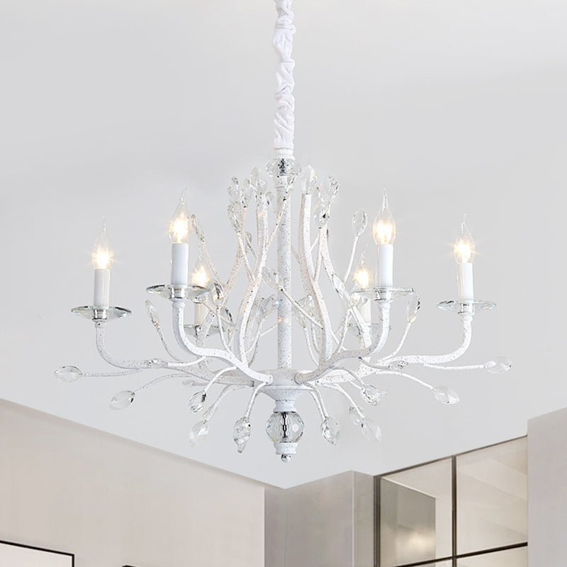 Éclairage de lustre à bougie rustique 4/6 têtes transparent K9 Crystal Suspension Lumière en blanc pour la salle à manger