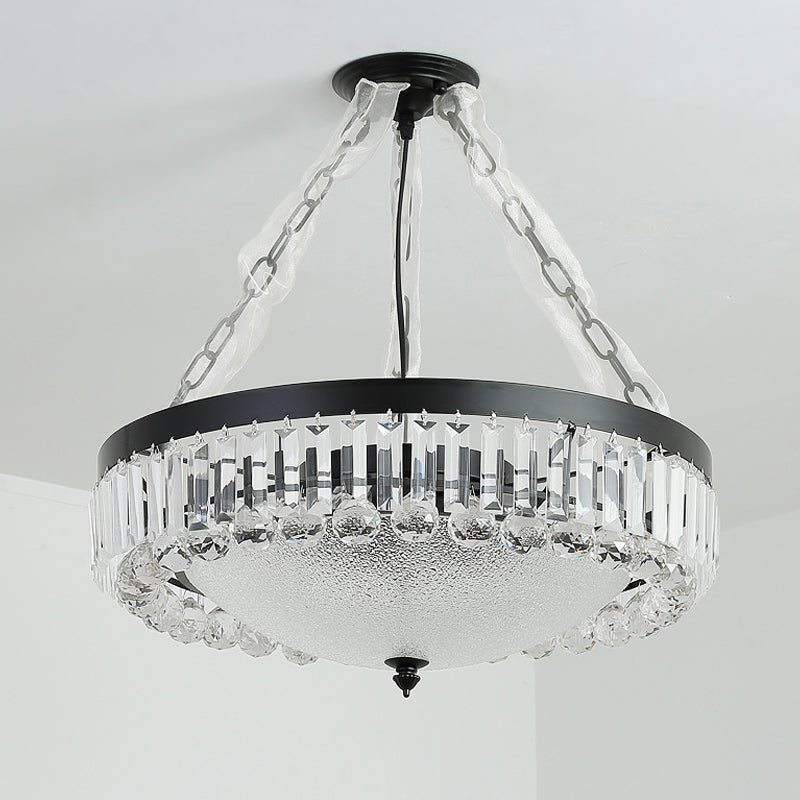 4-head kristal hangend licht traditionele zwarte kom eetkamer kroonluchter met mat glazen schaduw