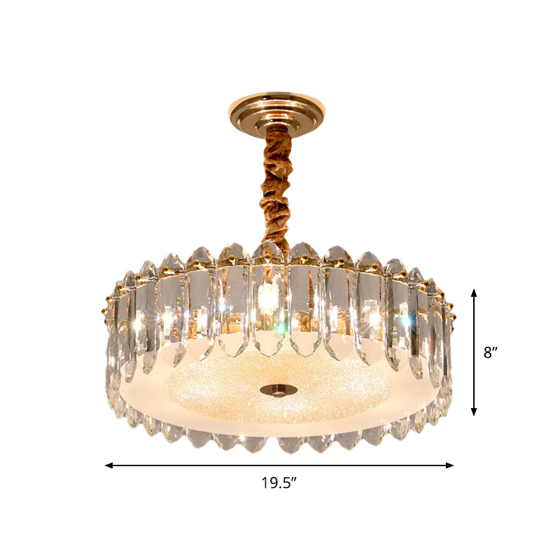 6-Light Hanging Lamp Modernism Circular Clear K9 Crystal Chandelier Lighting Fixture for Bedroom