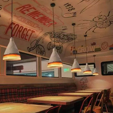 Dunkelblau/hellblau/orange Conic Anhänger hell antike Stilzement 1 Kopf Restaurant Hängende Lichtstoffe