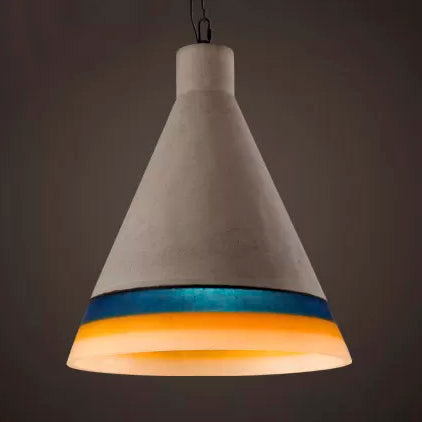 Dunkelblau/hellblau/orange Conic Anhänger hell antike Stilzement 1 Kopf Restaurant Hängende Lichtstoffe