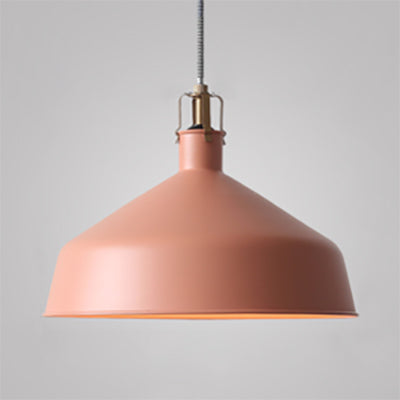 8,5 "/13" W gewölbte Metallanhänger Beleuchtung Industrial Style 1 Light Ess Room Hanging Lamp mit verstellbarer Kabel in Grau/Rosa