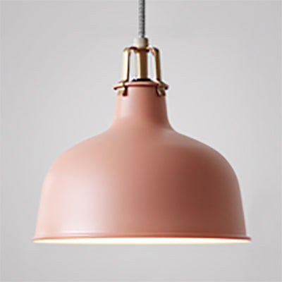 8,5 "/13" W gewölbte Metallanhänger Beleuchtung Industrial Style 1 Light Ess Room Hanging Lamp mit verstellbarer Kabel in Grau/Rosa
