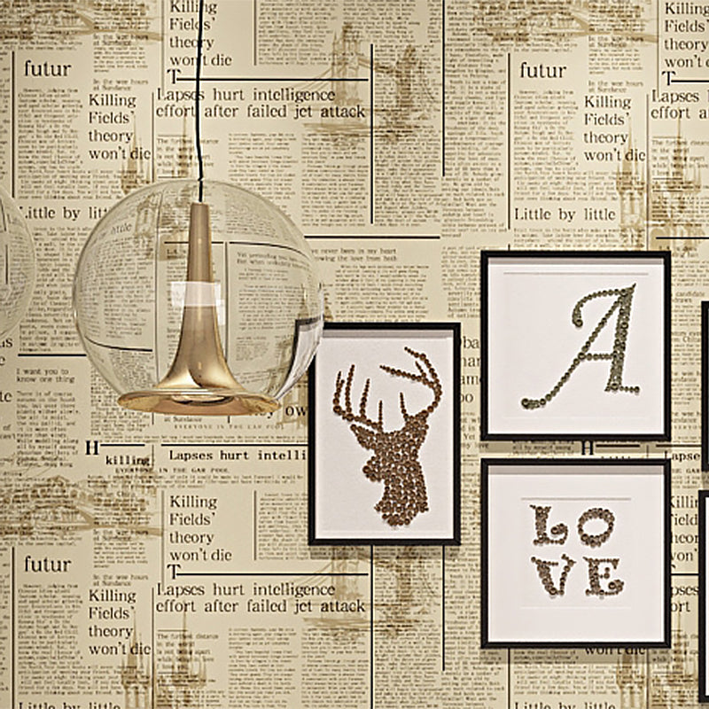 Retro Newspaper Plaster Wallpaper 33 ft. x 20.5 in  Non-Pasted  Wall Decor with Letters and Tower Non-Woven