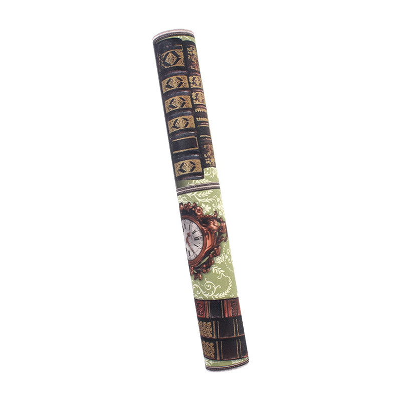 Victorian 3D Effect Bookstores Wallpaper in Brown Vinyl Decorative Wall Covering, 33' by 20.5"