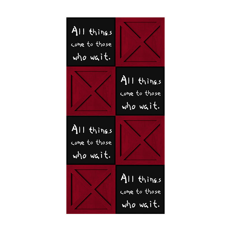 Coffee and Dress Shop Wallpaper Red and Black Square Box with English Phrases Design, 20.5" by 31', Non-Pasted