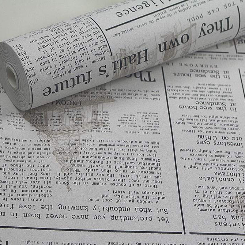 Retro Wall Decor  Newspaper in American Style Non-Pasted Wallpaper, 21"W * 33'L