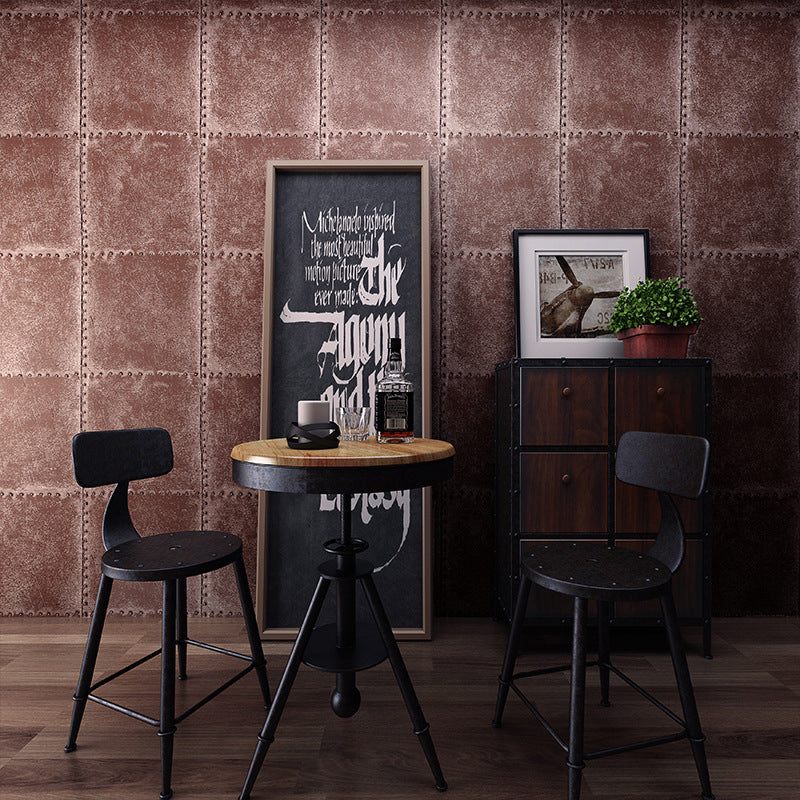 Industrial 3D Wallpaper with Distressed Leather and Rivets for Room Escape, 33'L x 21"W