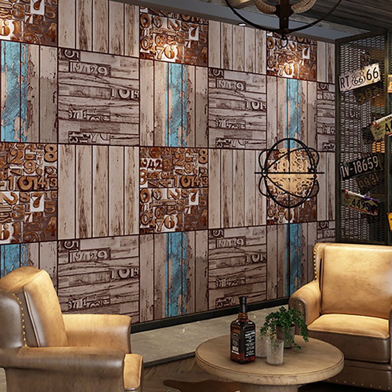 Vintage 3D Print Wallpaper Herringbone Wood Wallpaper, 33'L x 21"W, Non-Pasted