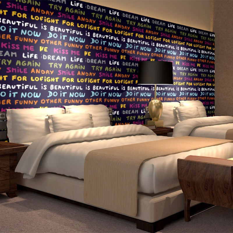 English Letters Non-Pasted Wallpaper 21" by 33' Fashion and Original in Multi-color