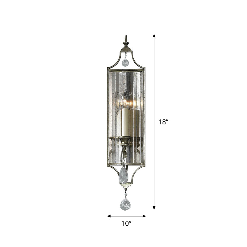 Candelabra soggiorno paesaggio paesaggio cristallo sfaccettato 1/3 head Silver Wall Lampleg