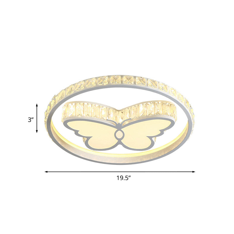 Weiße LED-Deckenleuchte, einfache Kristall-Schmetterlings-Unterputzleuchte für Schlafzimmer