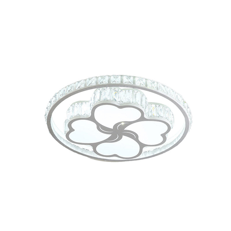 K9 Crystal White Flushmount Halo LED Simplicity Ceiling Light Fixture with Loving Heart Pattern
