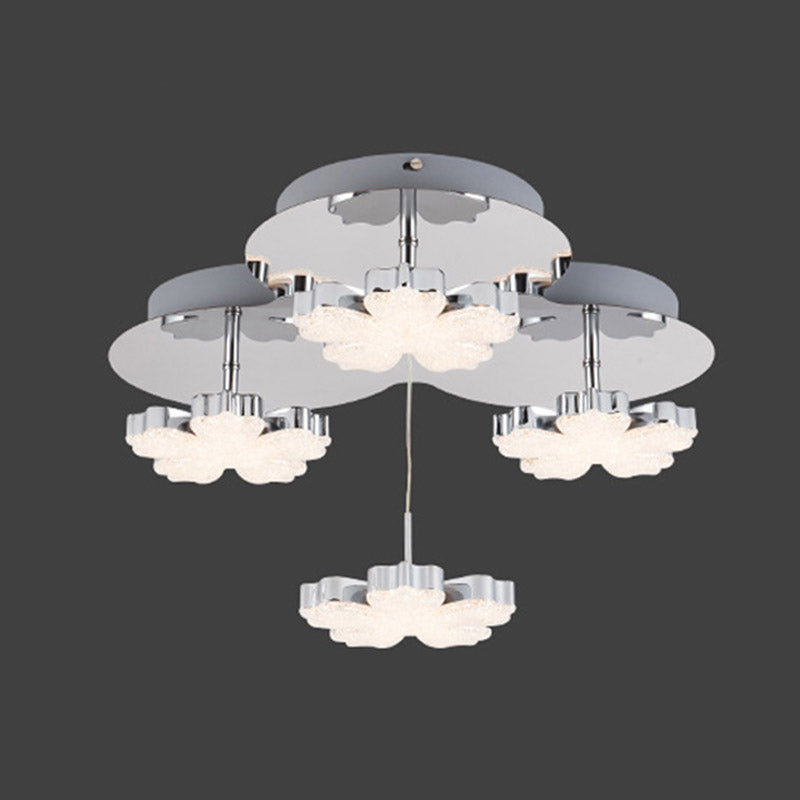 Chrome Petal Semi-Mount Lighting Modern Crystal LED CHAMBRE FUSH PLADIER LIGNER