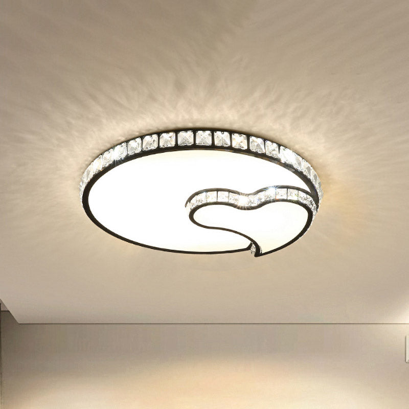 Loop Bedroom Ceiling Flush Mount Modernism Facettiert Kristall LED Schwarz Flushmount mit Herz Design