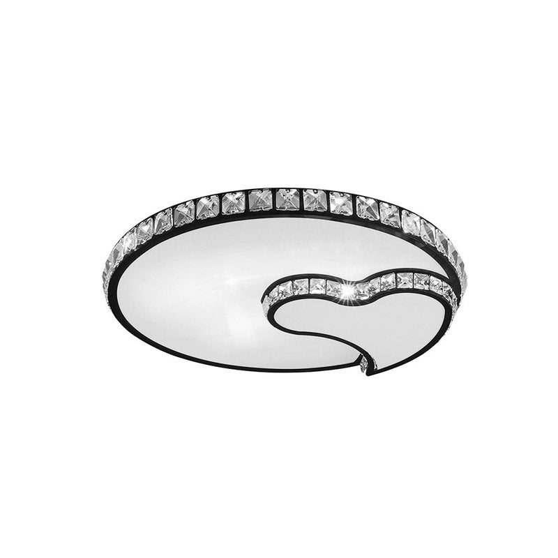 Loop Bedroom Ceiling Flush Mount Modernism Facettiert Kristall LED Schwarz Flushmount mit Herz Design