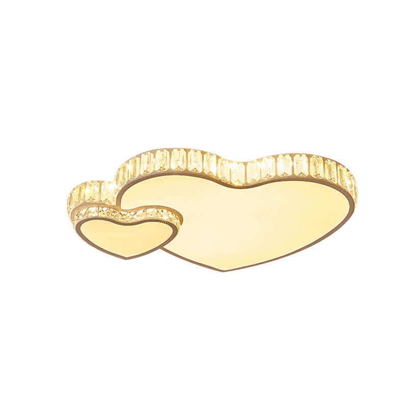 Minimalistische Dual-Herz-LED-Einbauleuchte aus geschliffenem Kristallkristall in Weiß