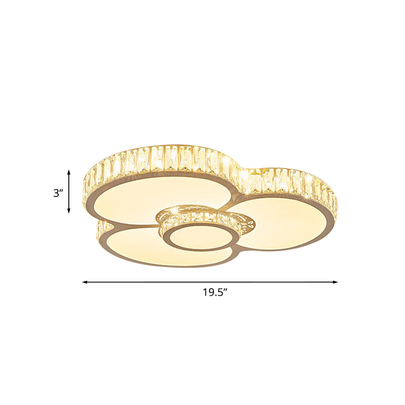 Lampada da soffitto a petalo bianco montata a incasso con prisma di cristallo smussato semplice a LED per camera da letto