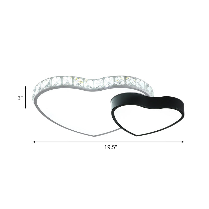 LED Crystal Ceiling Mounted Fixture Contemporary Black-White Moon and Star/Loving Heart Bedroom Flushmount