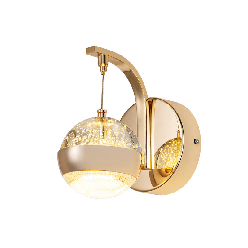 Schäbige Kristallkugel Wandleuchte zeitgenössische LED -Schlafzimmer Wandleuchte Beleuchtung in Gold/Chrom