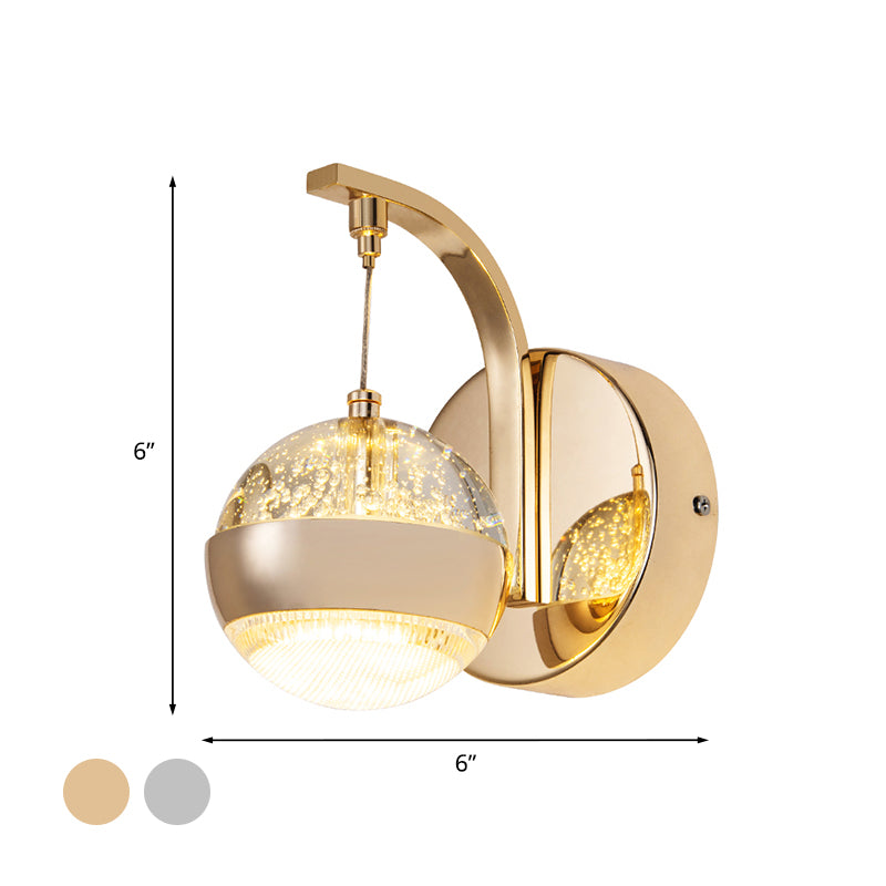 Searty Crystal Ball Wand Licht Hedendaagse LED Slaapkamer Wand SCONCE Verlichtingsarmatuur in goud/chroom