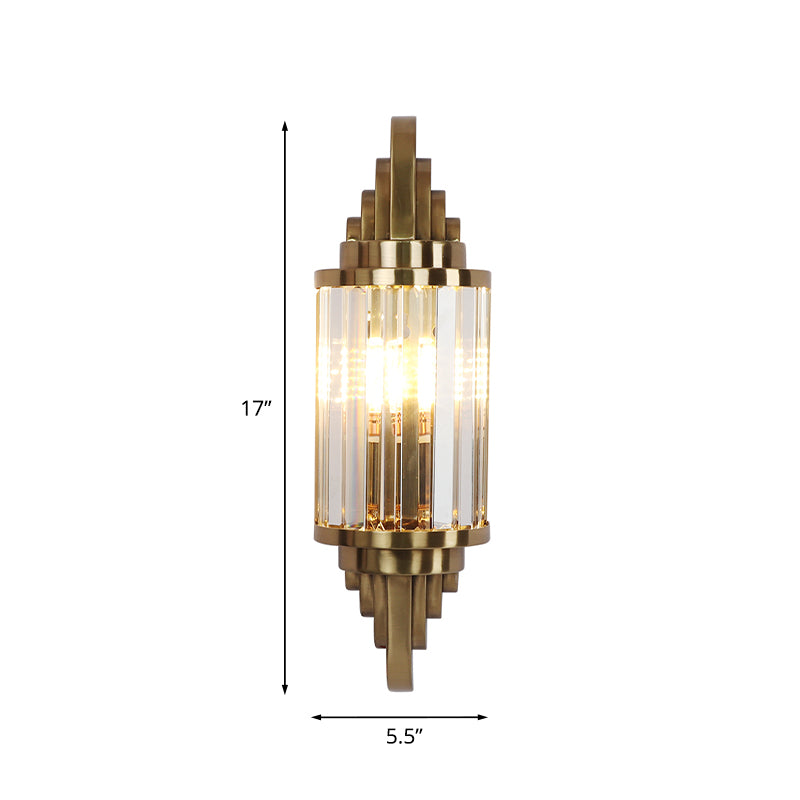 1 Cylindre Cylindre Light Light Contemporary Brass Crystal Wall Mount Moup de montage pour le salon