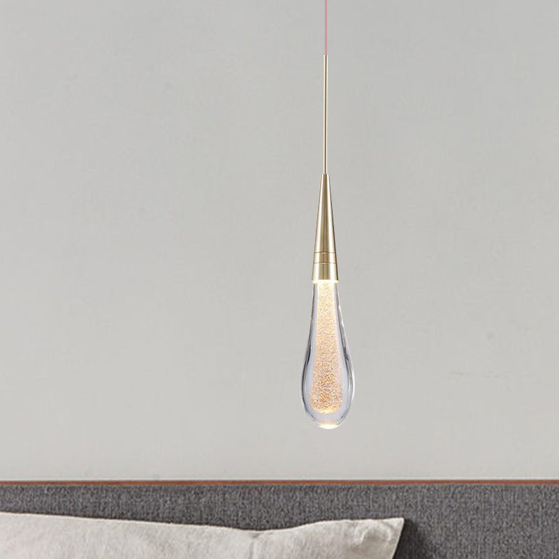 1 Light Bubble Crystal Ceiling Lamp Modern Brass Droplet Living Room LED Pendant Light