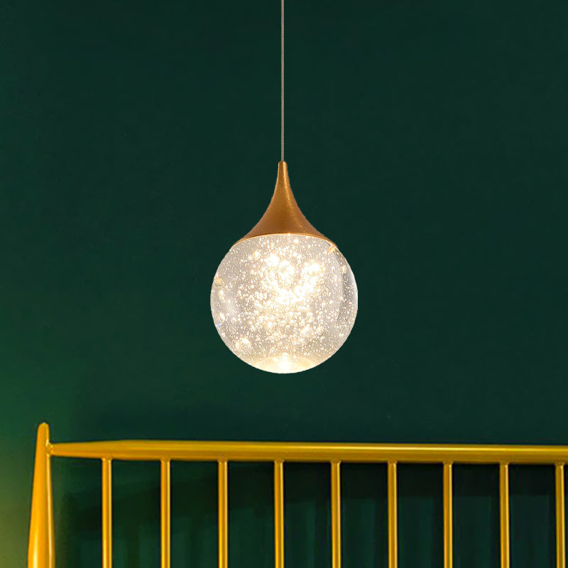 Kugel Schlafzimmer Suspension Licht Einfacher gesätter Kristall 1 Glühbirnenkaffee Hanging Lampe