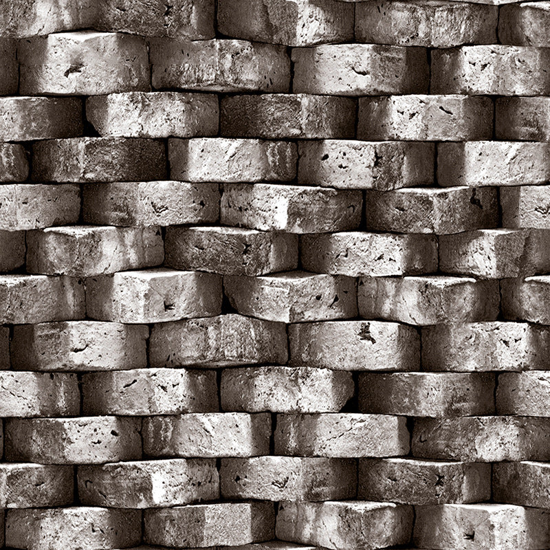 Coffee Shop and Dress Room Wallpaper Industrial Grey 3D Print Bricks, 20.5" by 31', Non-Pasted