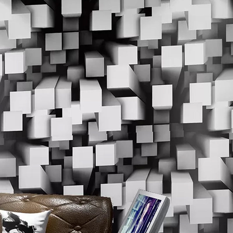 Water-Resistant Overlapped Cube Wallpaper Non-Pasted 3D Print PVC Wall Decor