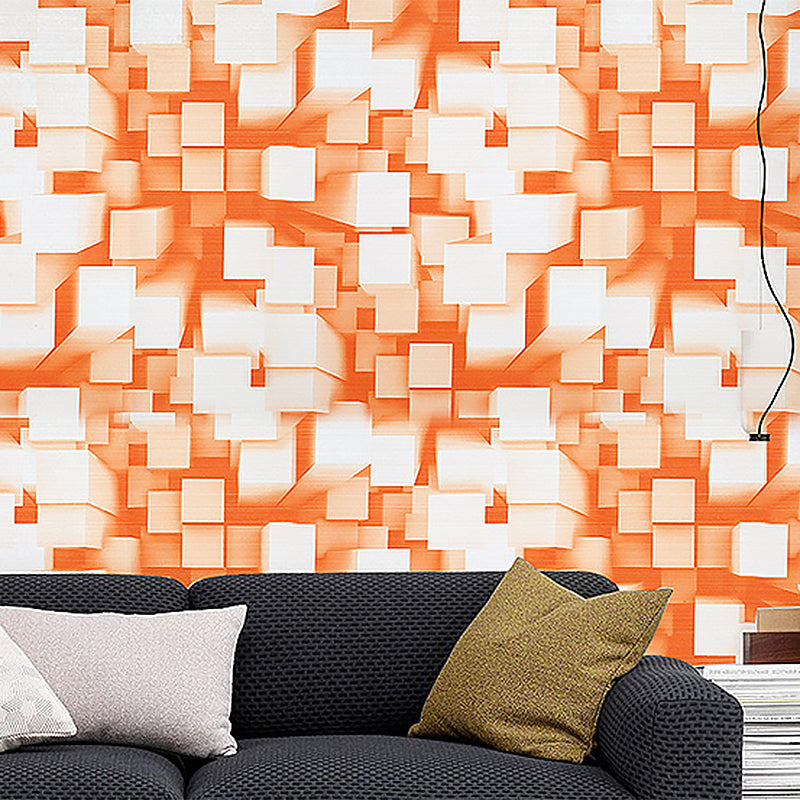 Water-Resistant Overlapped Cube Wallpaper Non-Pasted 3D Print PVC Wall Decor