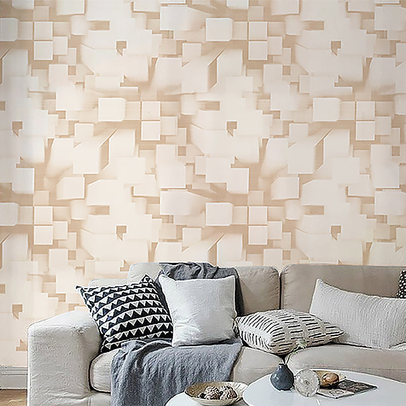 Water-Resistant Overlapped Cube Wallpaper Non-Pasted 3D Print PVC Wall Decor