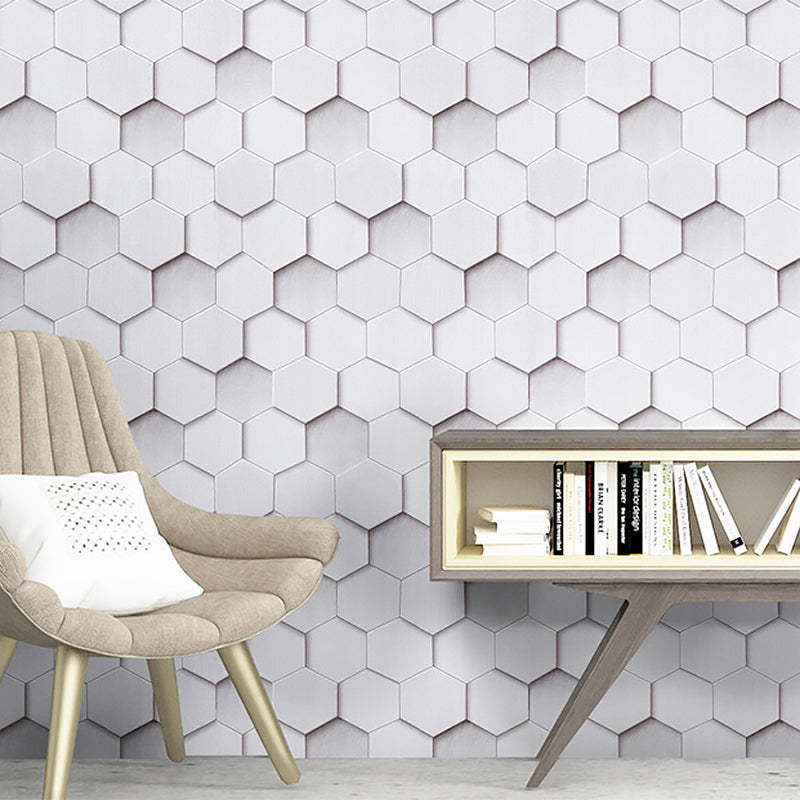 Self-Adhesive Wallpaper with White Pentagon, 17.5-inch x 19.5-foot