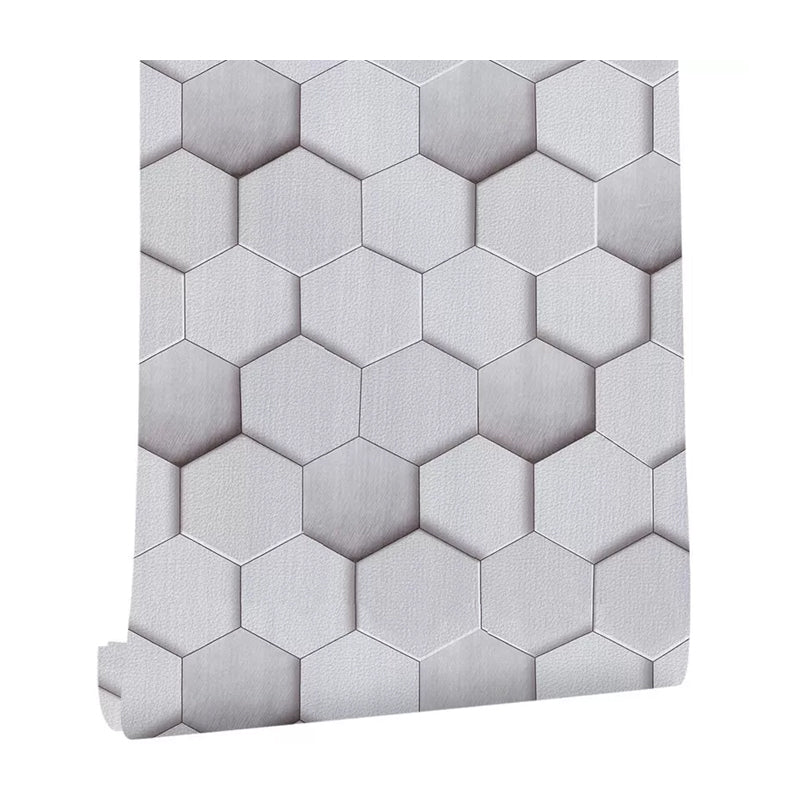 Self-Adhesive Wallpaper with White Pentagon, 17.5-inch x 19.5-foot
