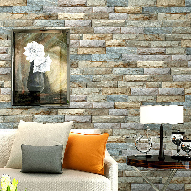 Multi-Colored Non-Woven Brick Wallpaper Decorative 3D Rock Wall Covering, 31'L x 20.5"W