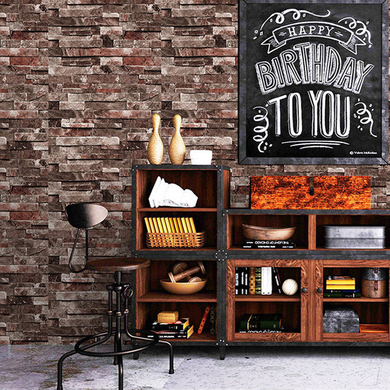 Coffee Shop Wallpaper with Dark Color Brick, 19.5" x 20.5', Easy to Remove