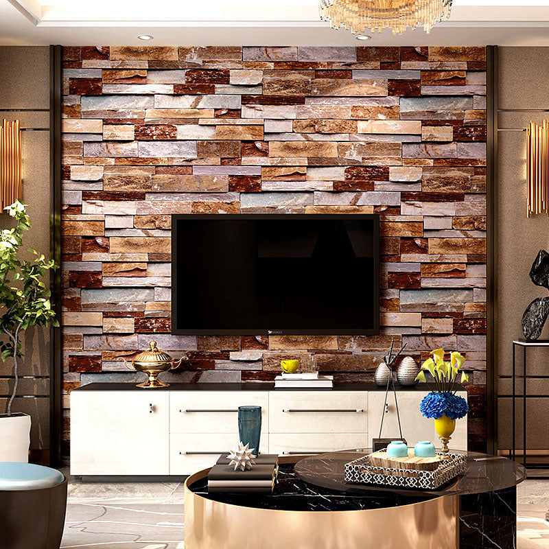 Plaster Wallpaper with Multi-Colored Marble of Horizontal Design, Multi-Colored, 20.5" x 31'