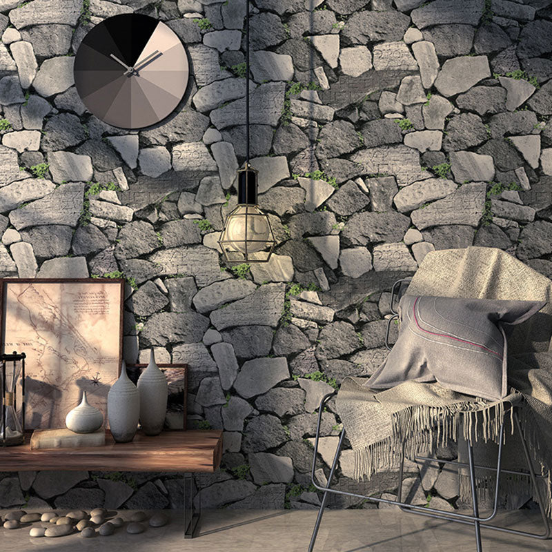 Non-Pasted Wallpaper with Pastel Color Brick and Stone Pattern, 57.1 sq ft.