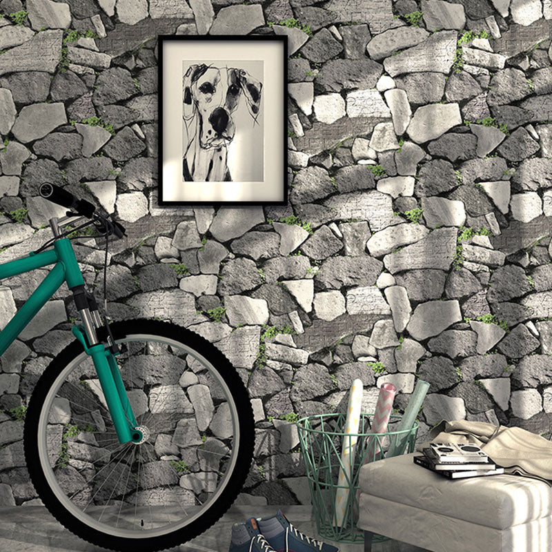 Non-Pasted Wallpaper with Pastel Color Brick and Stone Pattern, 57.1 sq ft.