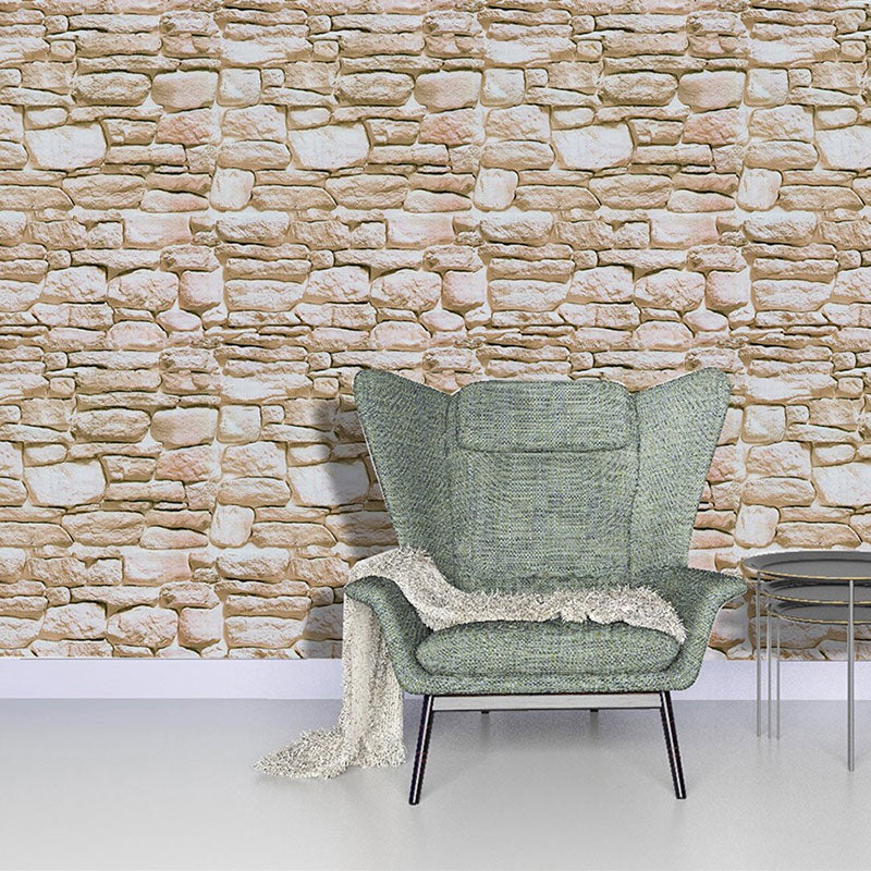 Taupe Rock and Stone Wallpaper 17.5-inch x 19.5-foot Peel and Stick Stain-Resistant Wall Covering