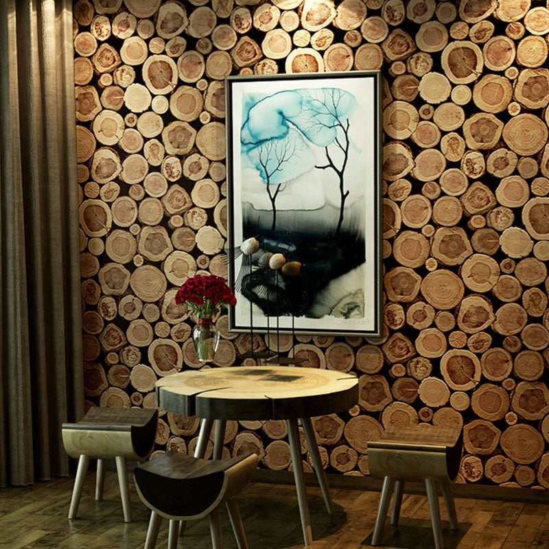 Brown 3D Faux Wood Wallpaper 31 ft. x 20.5 in Vinyl Stain-Resistant Wall Decor