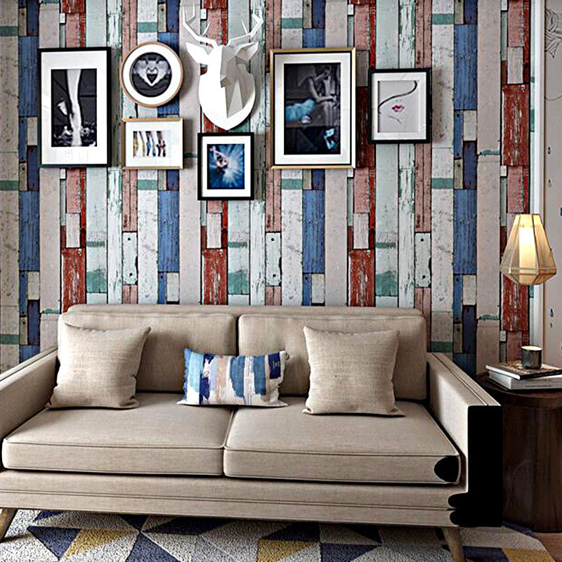 Multi-Colored  Faux Wood Wallpaper PVC Decorative Wall Covering, 20.5 in x 31 ft