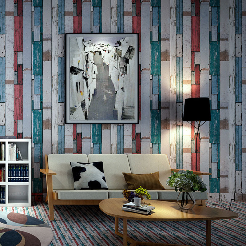 Multi-Colored  Faux Wood Wallpaper PVC Decorative Wall Covering, 20.5 in x 31 ft