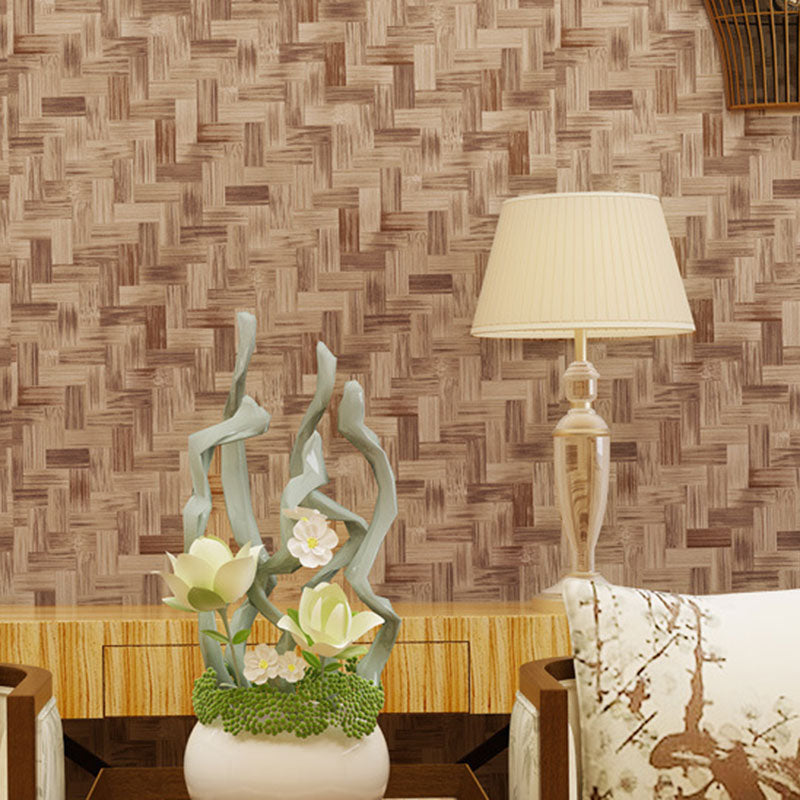 Nostalgic Bamboo Texture Wallpaper for Dress Shop and Hotel Non-Pasted 20.5"W x 33'L Wall Decor Zigzag Pattern
