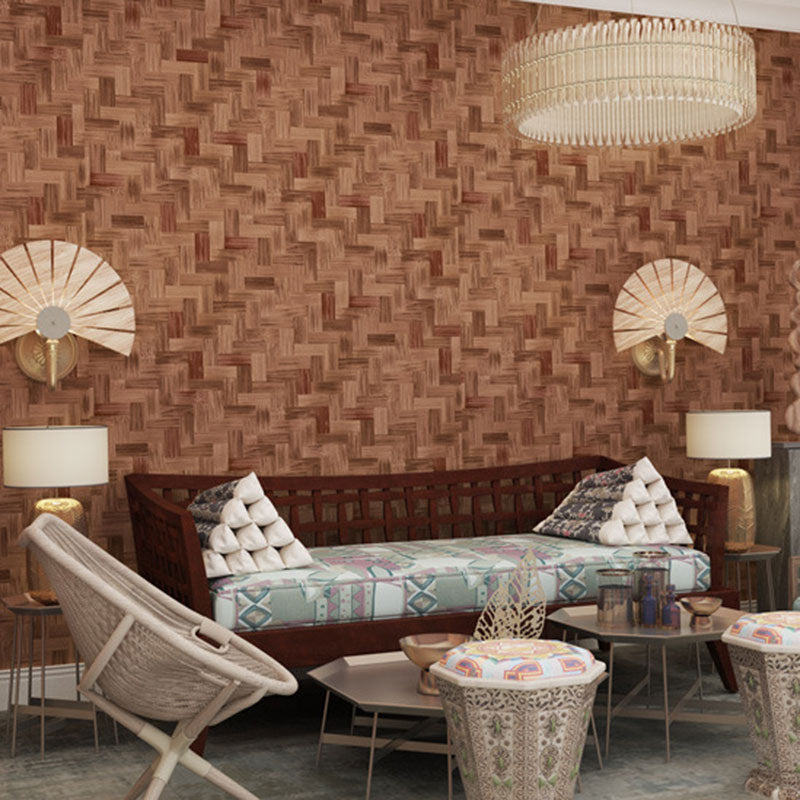Nostalgic Bamboo Texture Wallpaper for Dress Shop and Hotel Non-Pasted 20.5"W x 33'L Wall Decor Zigzag Pattern