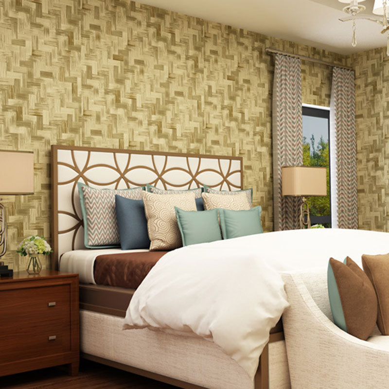 Nostalgic Bamboo Texture Wallpaper for Dress Shop and Hotel Non-Pasted 20.5"W x 33'L Wall Decor Zigzag Pattern