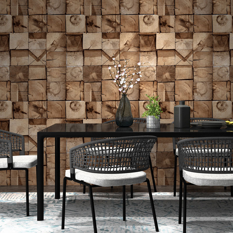 Plaster Faux Wood Effect Wallpaper in Pastel Yellow, Decorative Wall Covering 20.5" by 33'