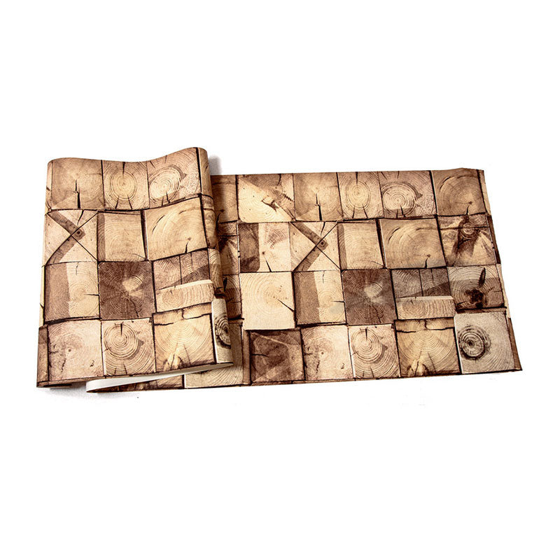 Plaster Faux Wood Effect Wallpaper in Pastel Yellow, Decorative Wall Covering 20.5" by 33'