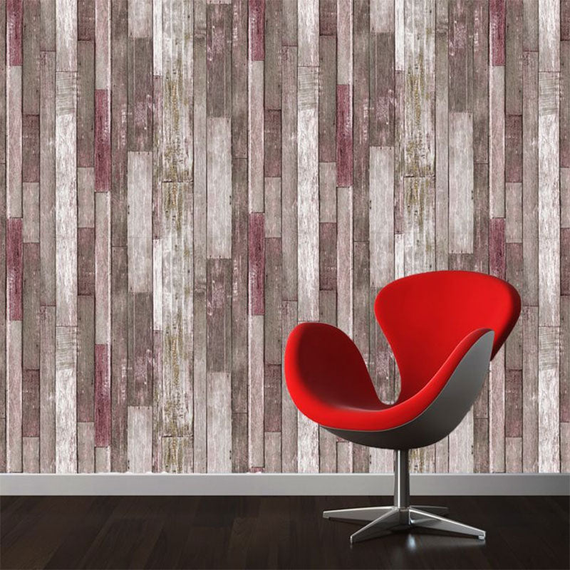 Faux Wood PVC Wallpaper in Rustic Color Waterproof Non-Pasted 3D Print Wall Decor