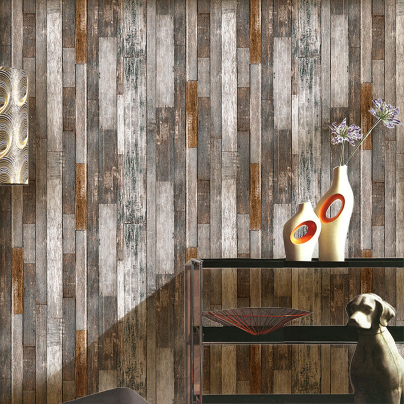 Faux Wood PVC Wallpaper in Rustic Color Waterproof Non-Pasted 3D Print Wall Decor